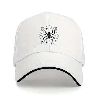Spider Web Graphic Baseball Cap Black Polyester