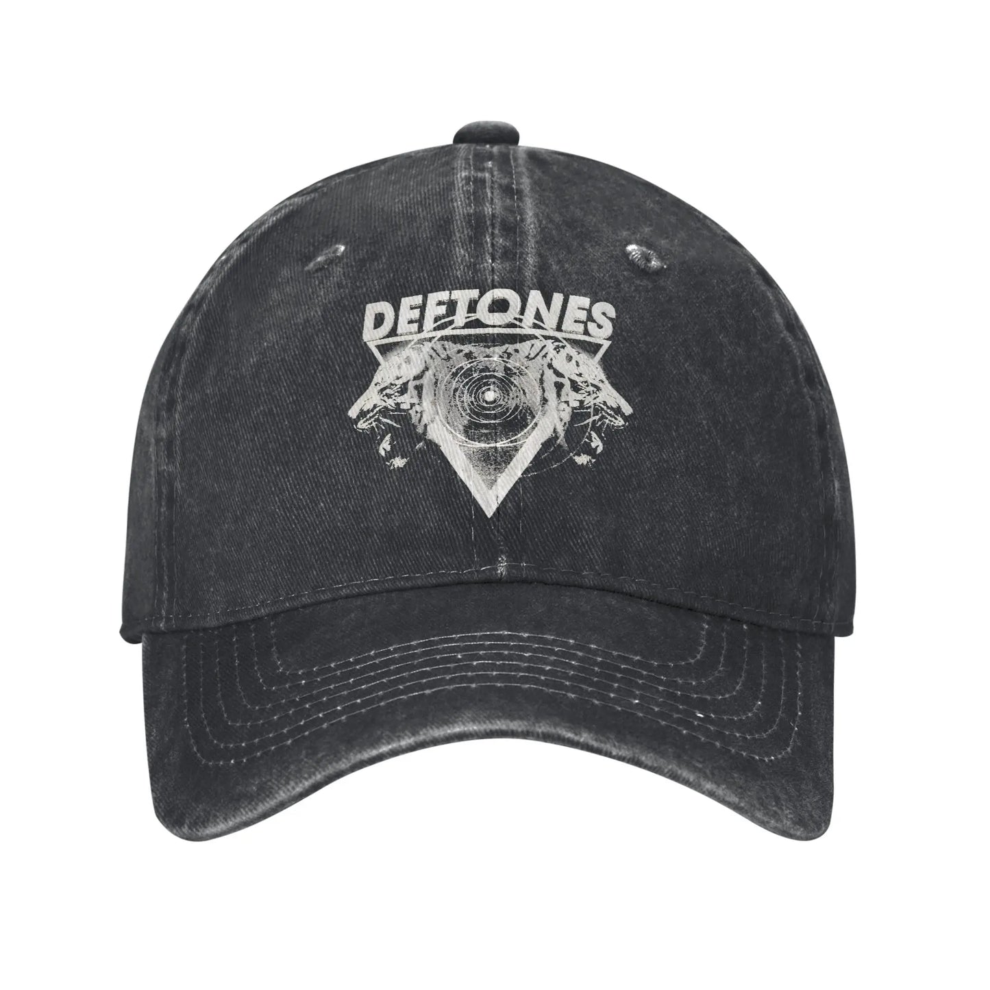 Retro Deftones Baseball Caps Unisex Style Distressed Cotton Snapback Cap White Pony