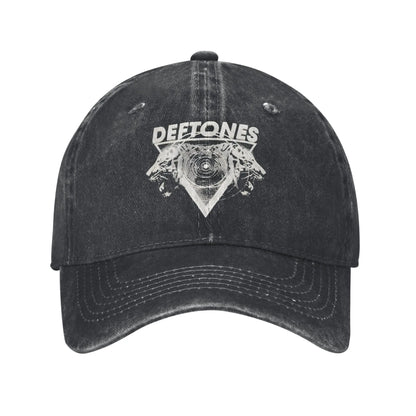Retro Deftones Baseball Caps Unisex Style Distressed Cotton Snapback Cap White Pony