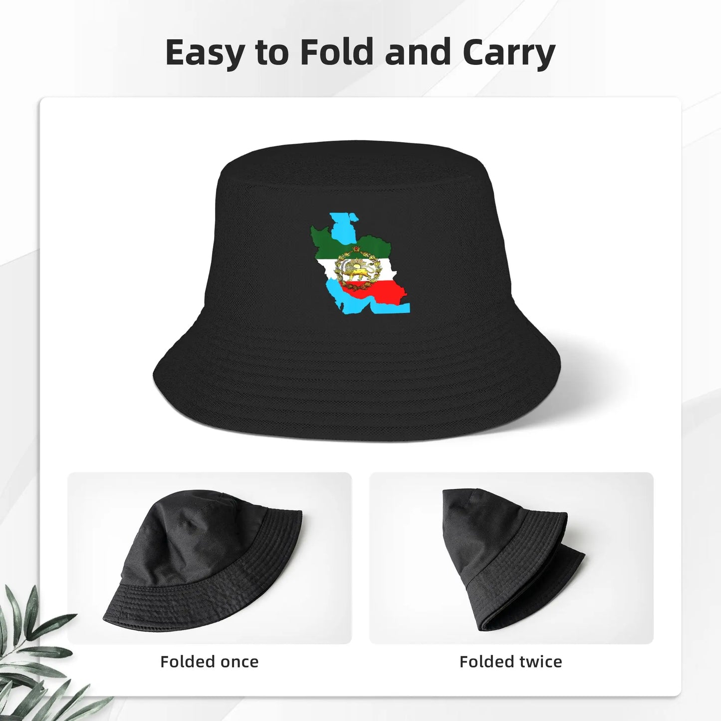 Iran Flag With A Golden Lion Bucket Hat