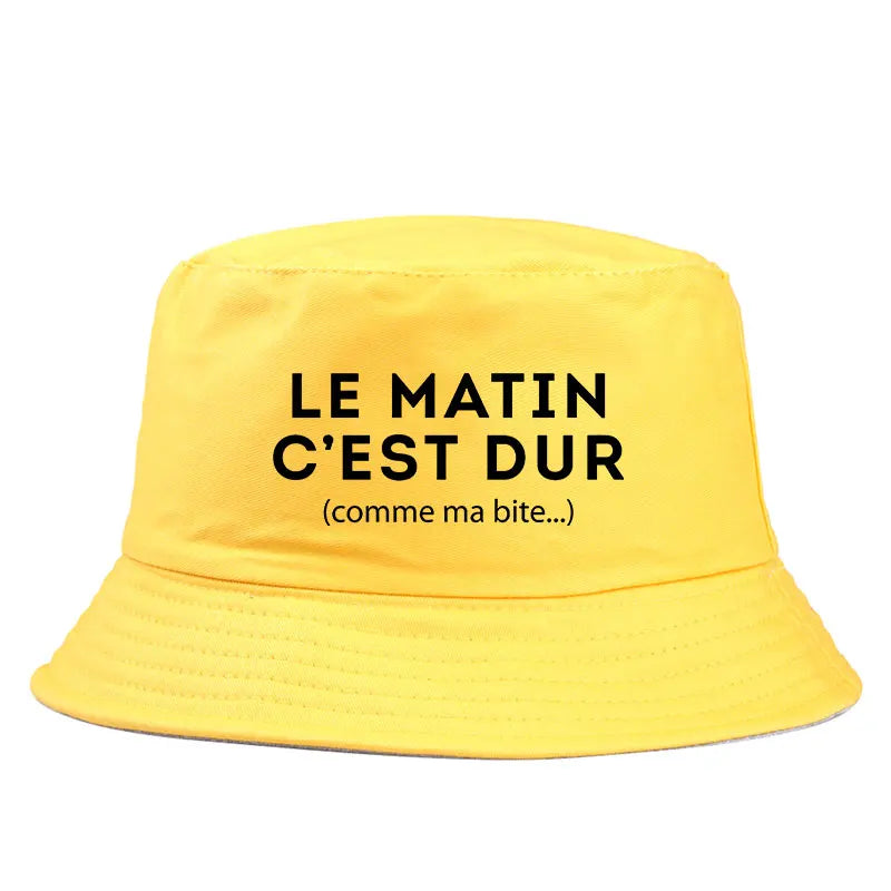 Adult Reversible Bob Le Matin C’est Dur Comme Ma Bite Print Bucket Hat