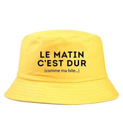 Adult Reversible Bob Le Matin C’est Dur Comme Ma Bite Print Bucket Hat