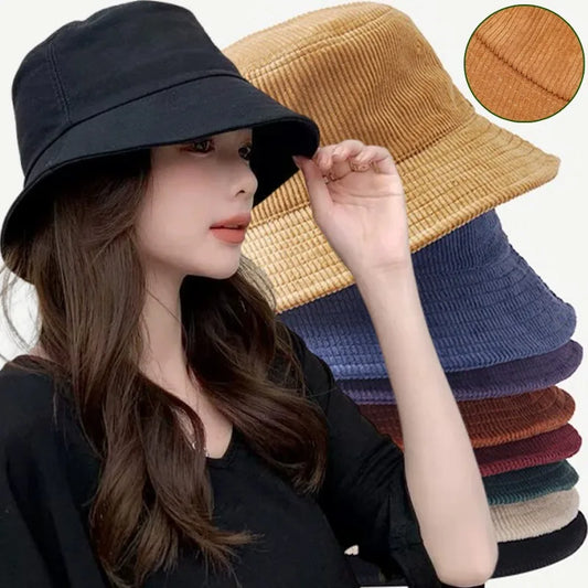 Unisex Chic Vintage Corduroy Bucket Hat