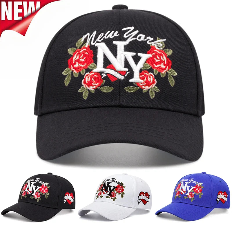 Fashion NY Embroidered Rose Baseball Hat