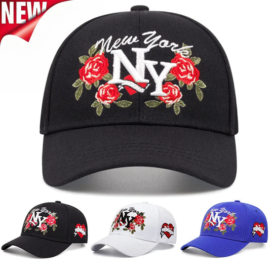 Fashion NY Embroidered Rose Baseball Hat