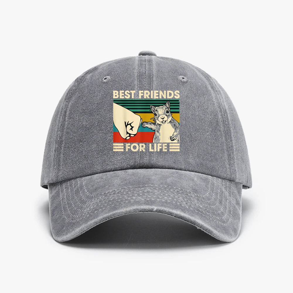Funny Retro Vintage Squirrel Best Friend for Life Baseball Cap