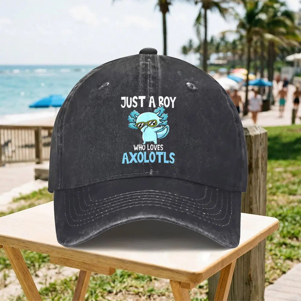Funny Axolotl Vintage Washed Baseball Cap