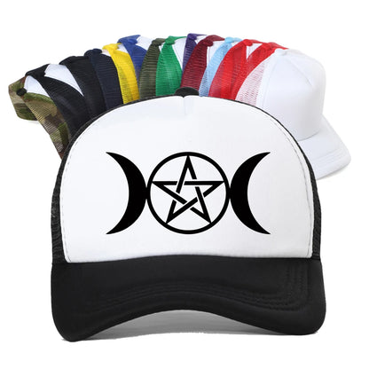 Triple Moon Goddess Wicca Pentacle Cartoon Baseball Cap