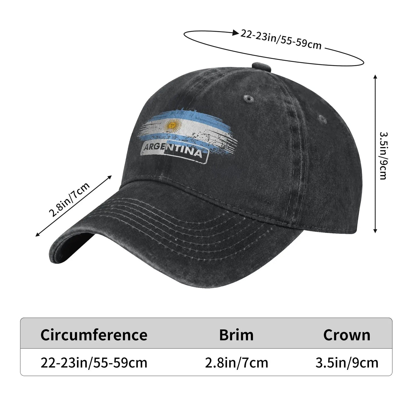 Argentina Flag Washed Baseball Cap