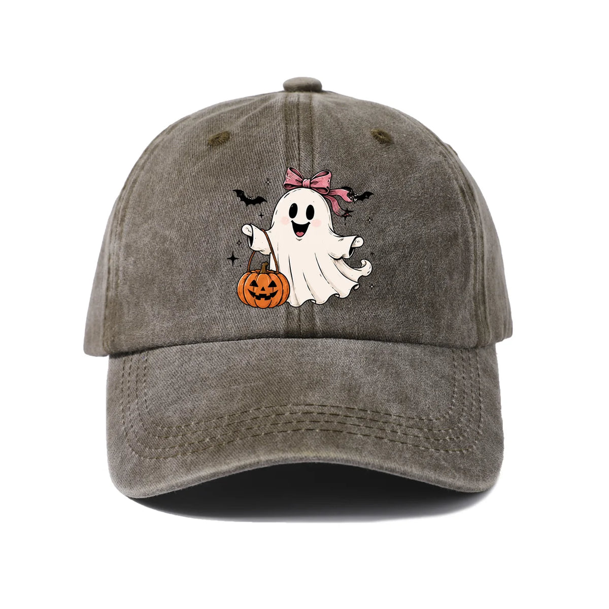 Witch Ghost With Pumpkin Graphic Baseball Cap