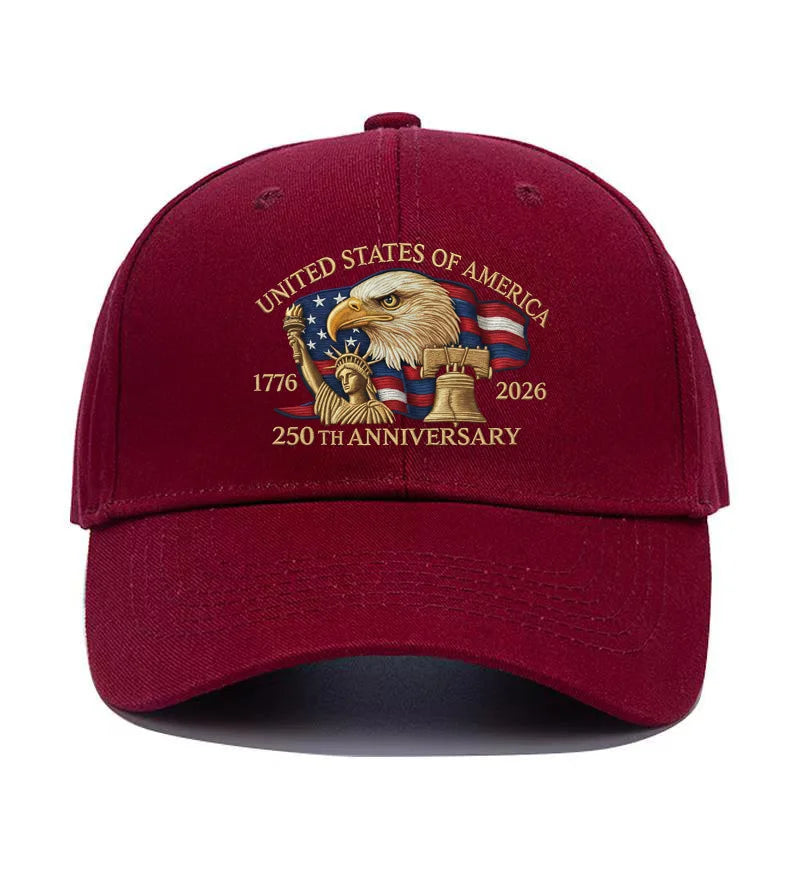 USA 250th Anniversary Hat Patriotic Baseball Cap Eagle Flag Bell Statue of Liberty Printed