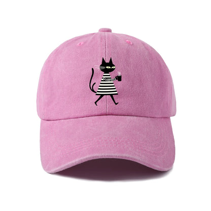 Minimal Black Cat Baseball Cap