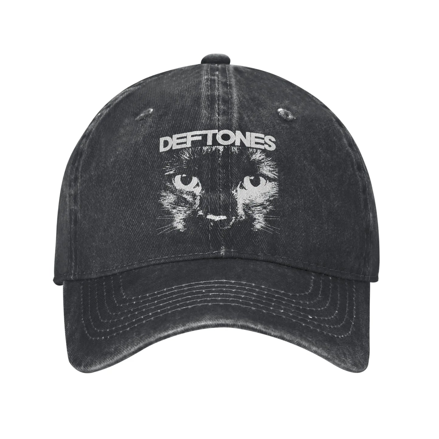 Retro Deftones Baseball Caps Unisex Style Distressed Cotton Snapback Cap White Pony