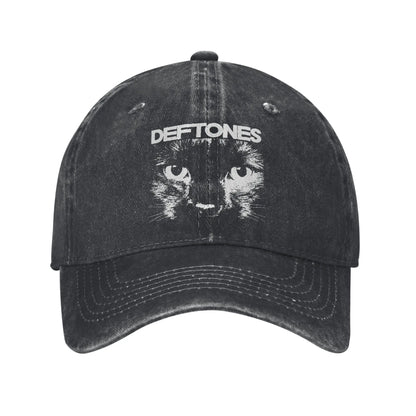 Retro Deftones Baseball Caps Unisex Style Distressed Cotton Snapback Cap White Pony