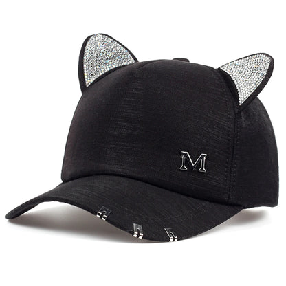 Unisex Cute Cat Ears M Label Baseball Caps