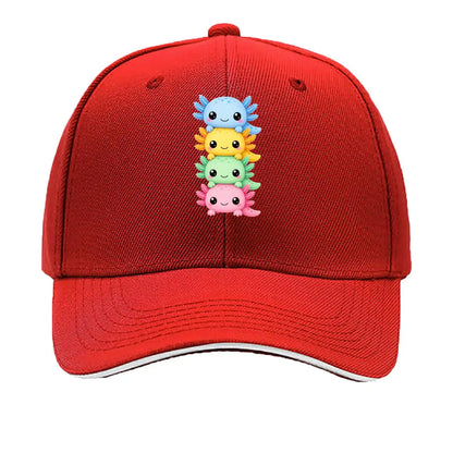 Cute Pastel Axolotl Friends Stack Sandwich Baseball Cap
