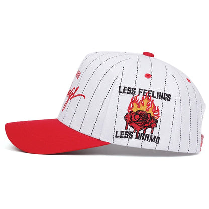 NO HARD Stripe Letter Rose Embroidery Baseball Caps