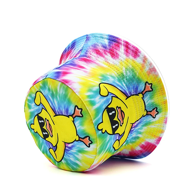 Cartoon Duck Printing Bucket Hat Tie Dye Pattern