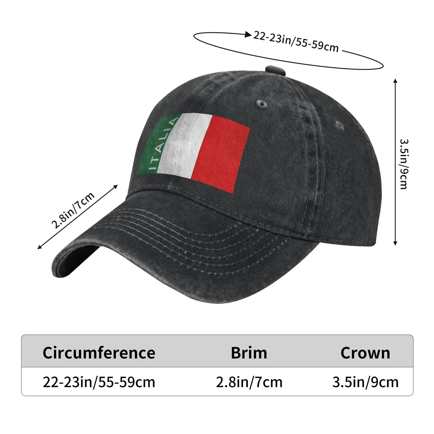 Flag of Italy Sun Baseball Cap Casual Men Women