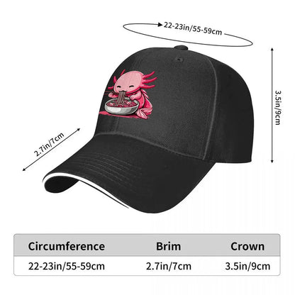 Funny Axolotl Eating Ramen Graphic Baseball Cap