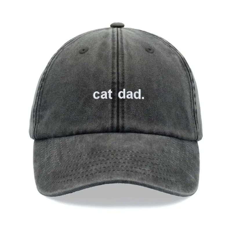 Cat Dad Retro Washed Baseball Cap