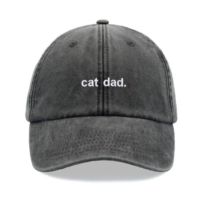Cat Dad Retro Washed Baseball Cap