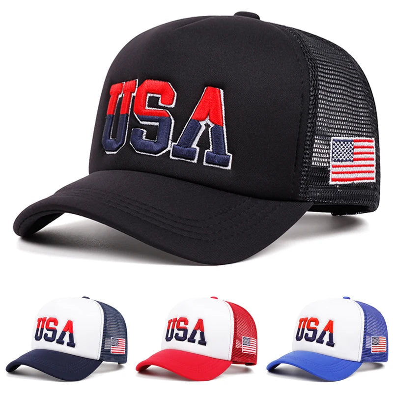 USA Side Embroidered American Flag Baseball Hat