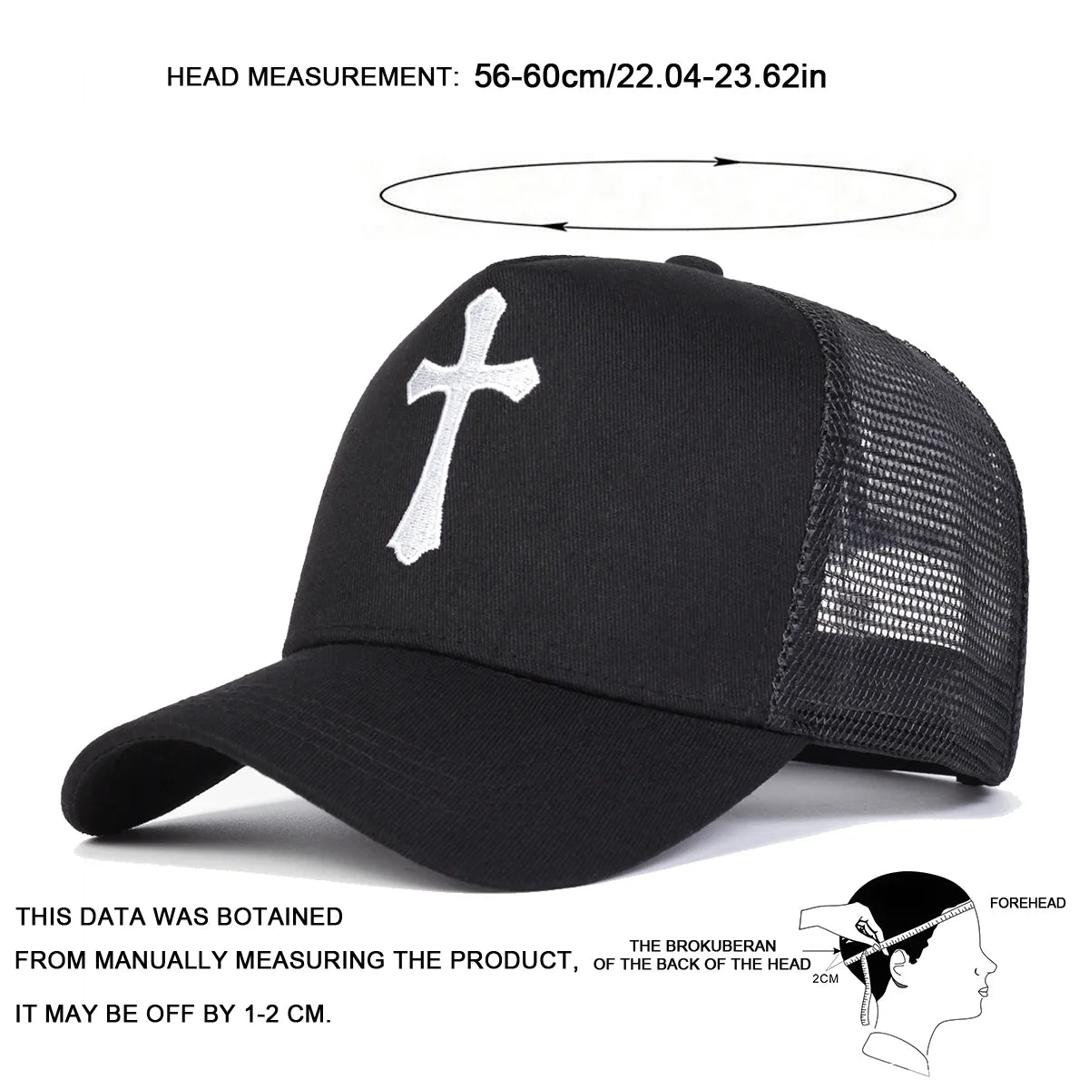 Unisex Cross Embroidery Baseball Caps