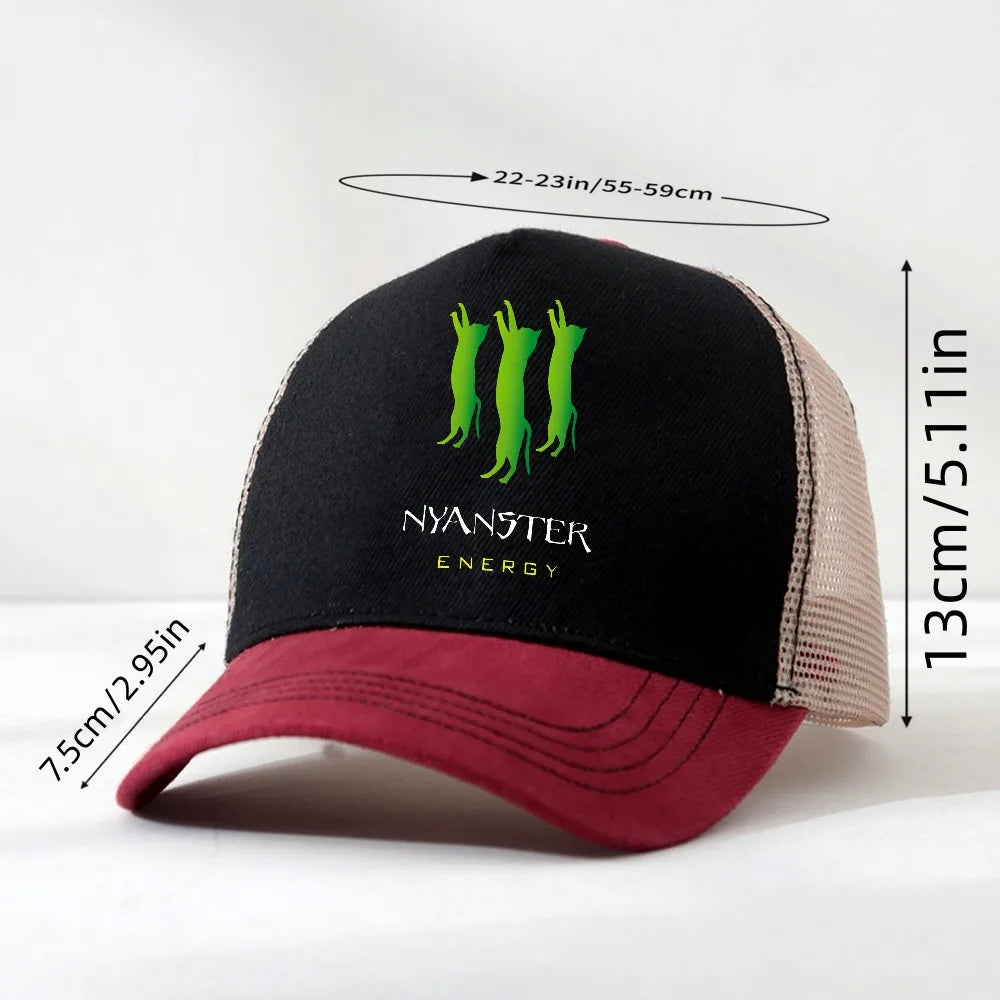 NYANSTER ENERGY Three Green Cats Baseball Cap