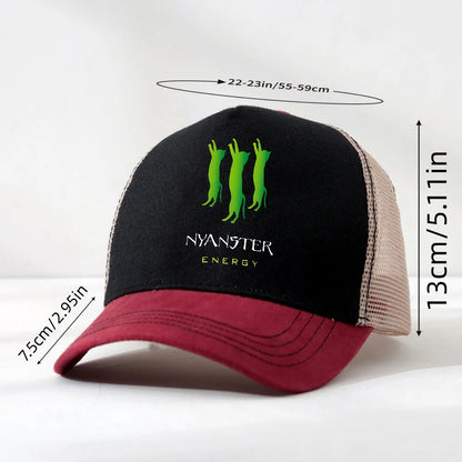 NYANSTER ENERGY Three Green Cats Baseball Cap