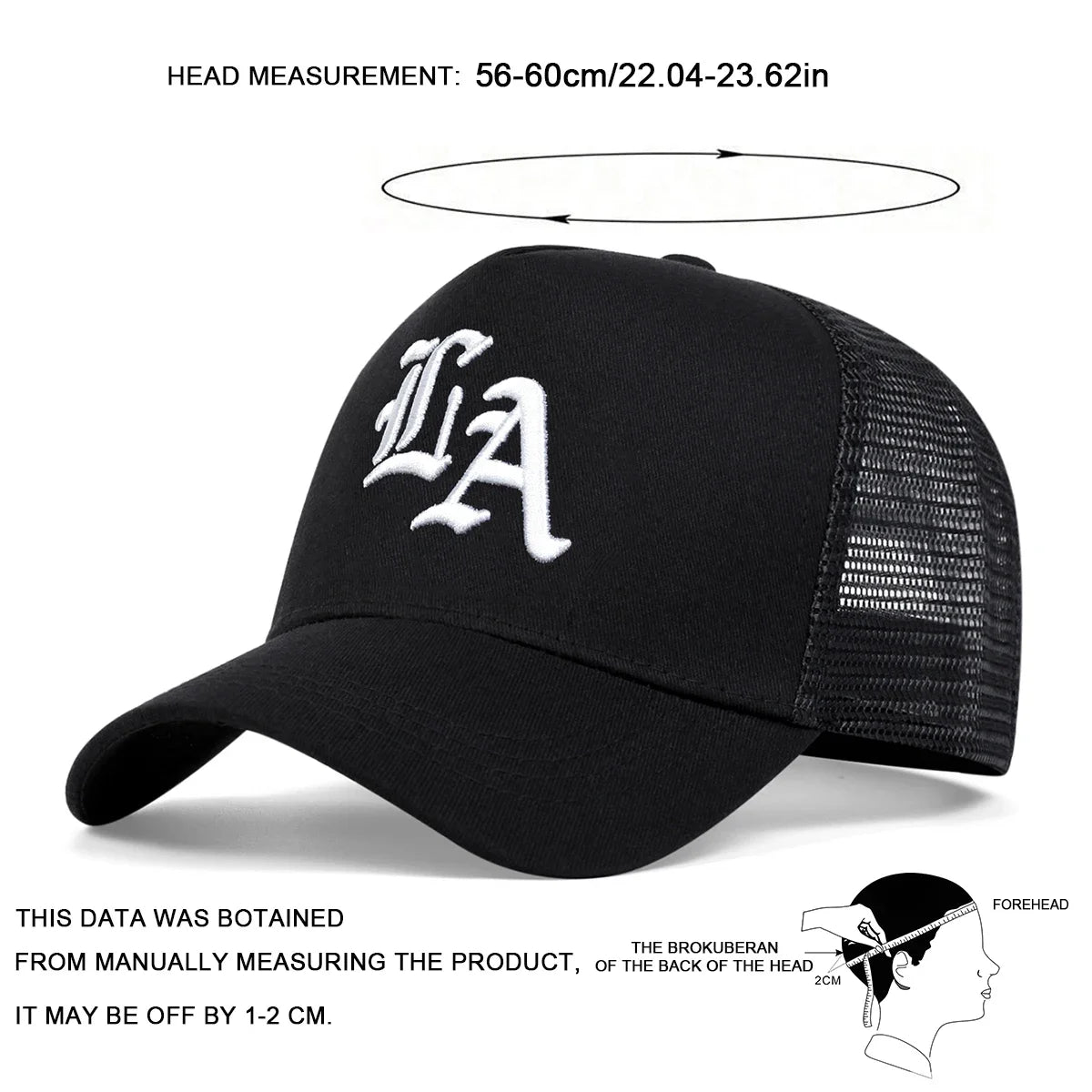 Unisex LA Letter Embroidery Baseball Net Caps Hip Hop Cap