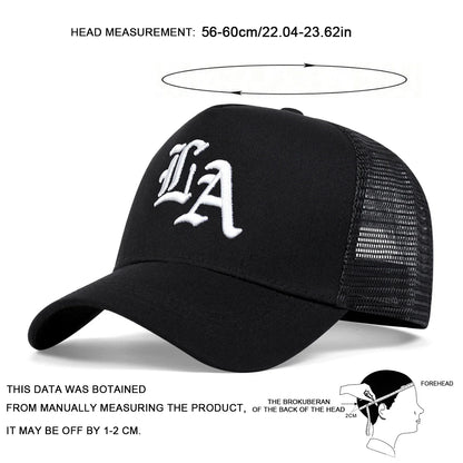 Unisex LA Letter Embroidery Baseball Net Caps Hip Hop Cap