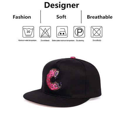 Unisex Doughnut Embroidery Hip-Hop Hats Snapback Caps Baseball Caps