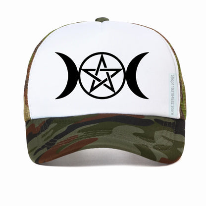 Triple Moon Goddess Wicca Pentacle Cartoon Baseball Cap
