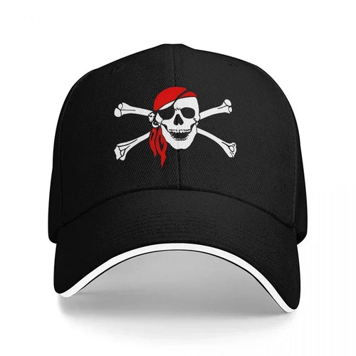 New Pirate Skull And Crossbones Design Black Baseball Cap
