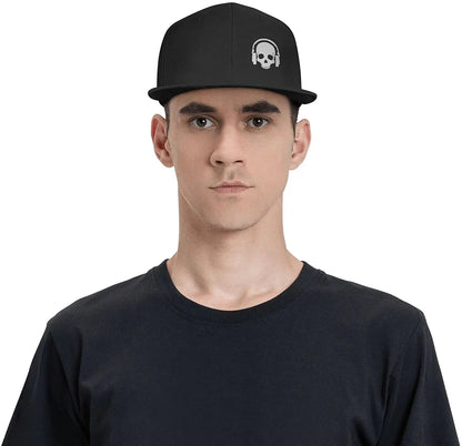 Skull Earphone Black Snapback Hat For Men Boys