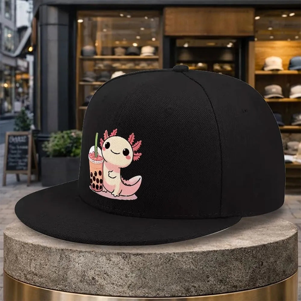 Cute Axolotl Boba Tea Kawaii Snapback Cap