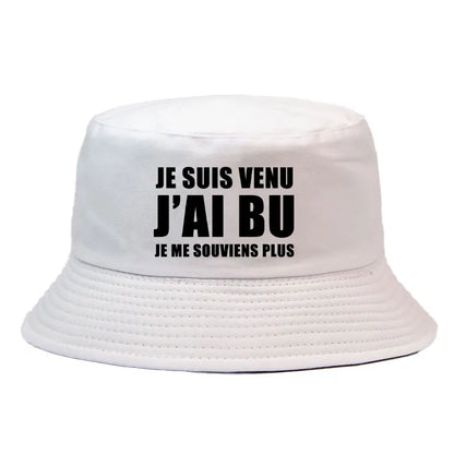 Chapeau Bob Réversible Je Suis Venu J’ai Bu Je Me Souviens Plus 8 Couleurs Adult Bucket Hat