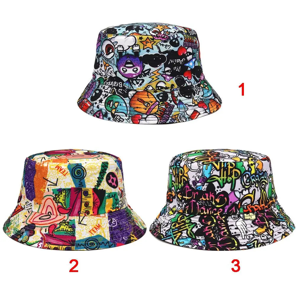 Reversible Sport Outdoor Sunscreen Caps Animal Letter Print Panama Bucket Hat