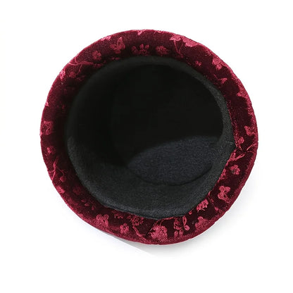 Elegant Floral Printed Women's Bucket Hat With Butterfly Buckle