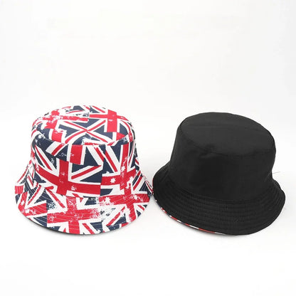 Reversible Union Jack Print Bucket Hat Fisherman Hat For Women Men