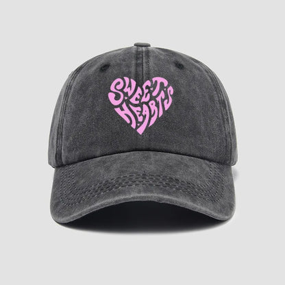 Pink Heart-Shaped Letter Printed Bbaseball Cap, Versatile for Daily Use, Sweet Girl's Hat