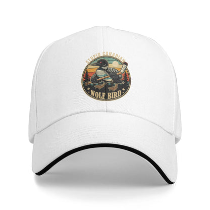 Stupid Canadian Wolf Bird Vintage Heated Hookey Loon Meme Baseball Cap