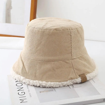 Lambswool Winter Bucket Hat Soft Thickened Cold Weather Panama Hat Warm