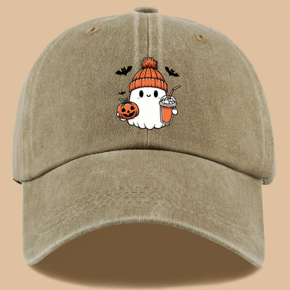 Baseball Cap Cute Ghost Pumpkin Milk Tea