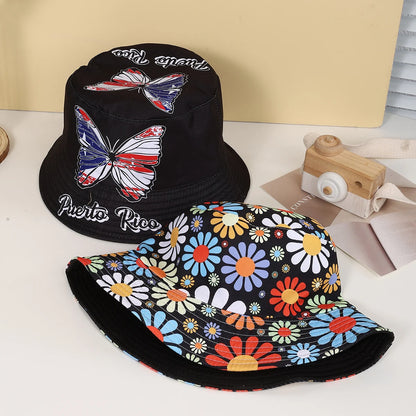Fashion Trend Full Print Flower Butterfly Hat