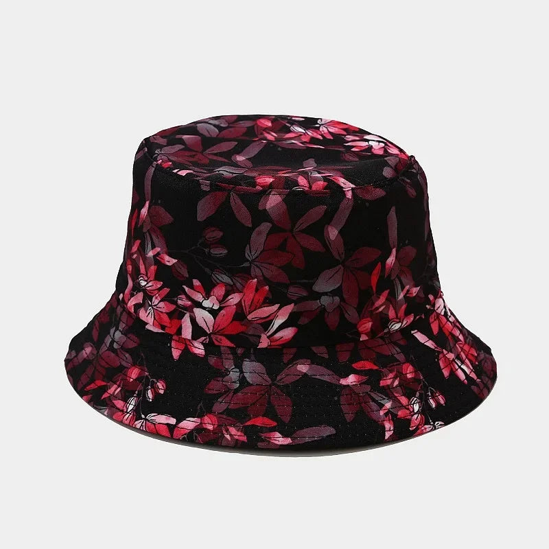 Cotton Flowers Graffiti Print Bucket Hat Fisherman Hat Travel Sun Cap Hats For Men And Women