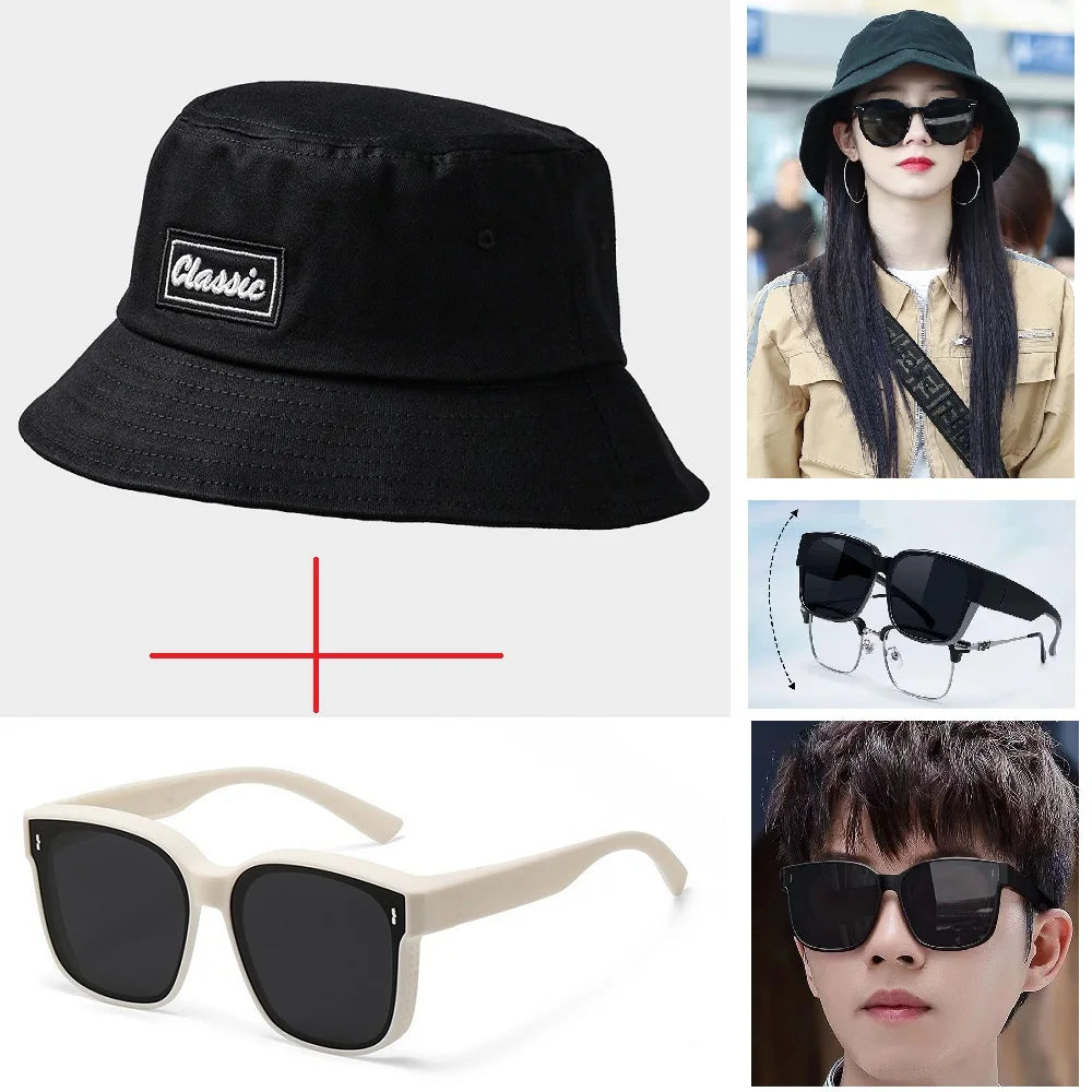 Men Women Big Head Bucket Hats Beach Oversize Sun Cap