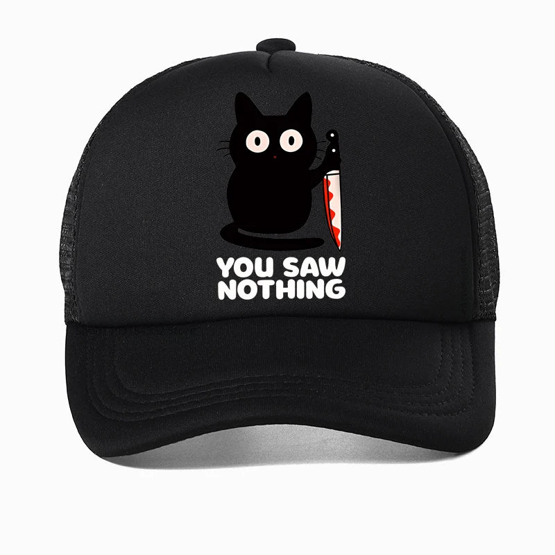 You Saw Nothing Black Cat Baseball Cap