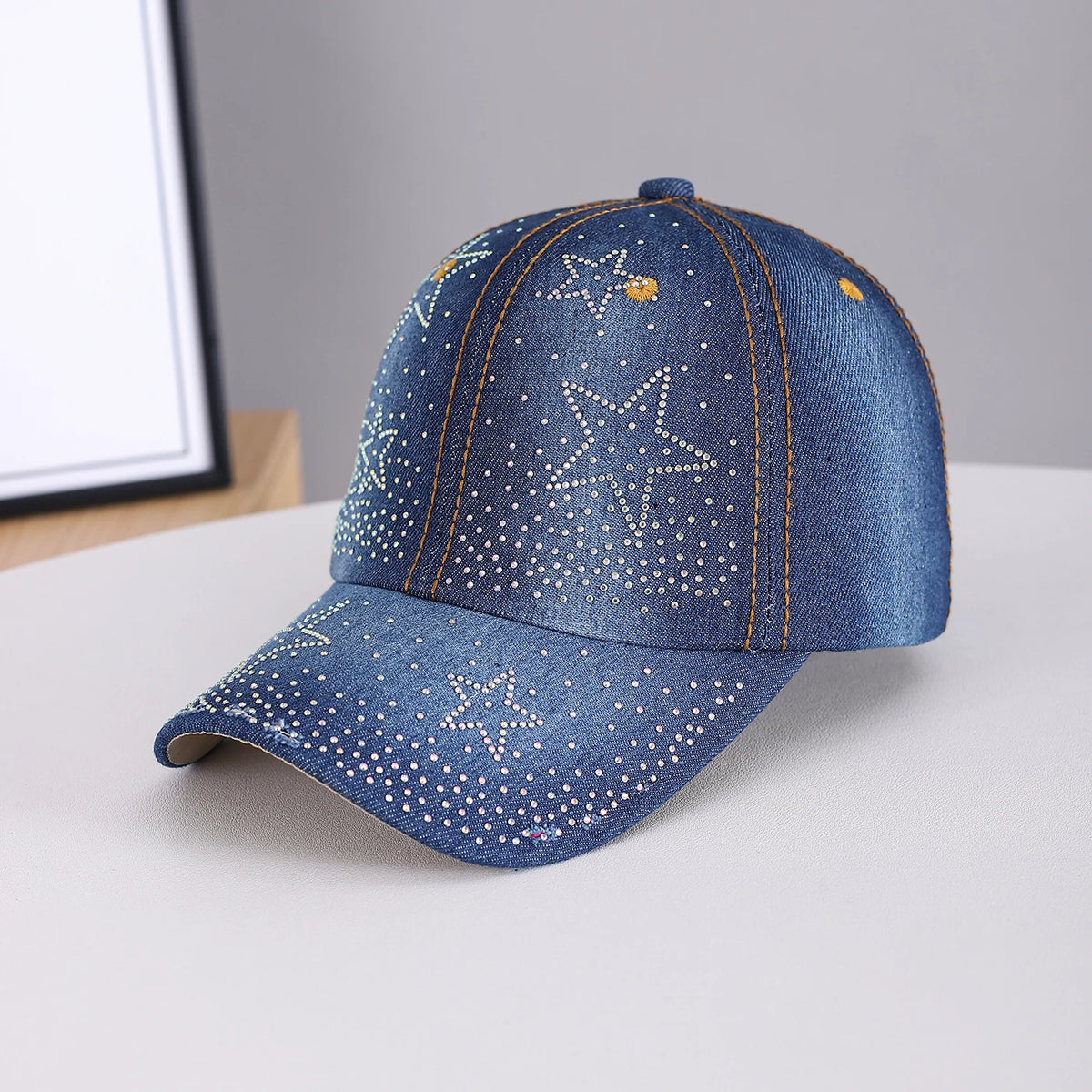 Vintage Chic Style Star-Shaped Rhinestone Five-Pointed Star Baseball Cap